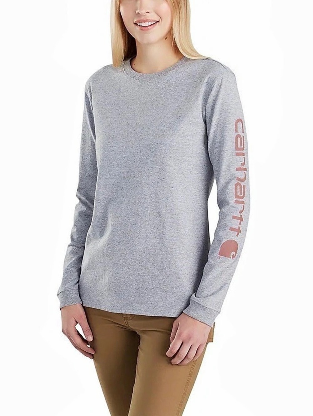 Carhartt Women's Loose Fit Heavyweight Long-Sleeve Logo Sleeve Graphic T-Shirt